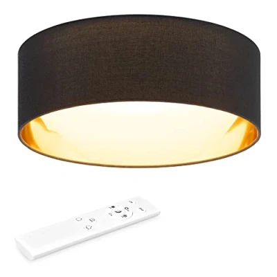 Bild av Navaris ledde taklampa Milk Glass Dome Dimbar med fjärrkontroll Justerbar färgtemperatur Designtyglampan Svart/guld