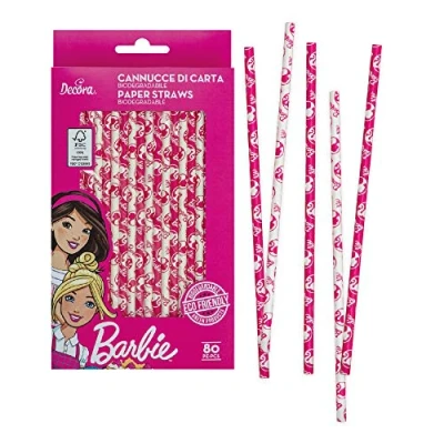 Bild av Decora 0403050 80 Pcs Barbie Ø 6 X 210 Mm Paper Bio Straws