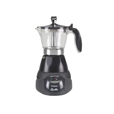 Bild av BEPER BC.040N Electric Coffeemaker Moka Pot, 3 cups capacity, 1 cup reducer, Auto Off, Temperature maintenance for 30&#039; min, Black