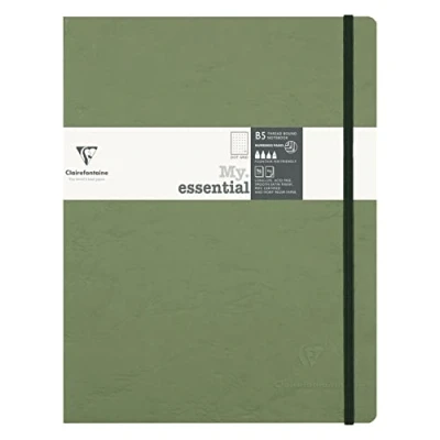 Bild av Clairefontaine 794433C Collection Age Bag Un Carnet Élastiqué Cousu My.Essential Vert B5 19x25 cm 192 Pages Numérotées DOT Papier Ivoire 90 g Couverture Carte Lustrée Grain Cuir