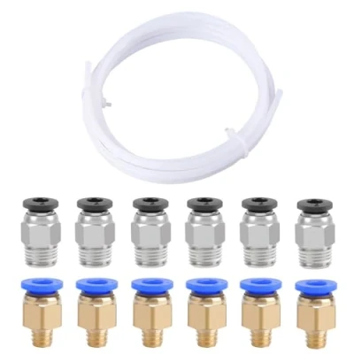 Bild av QitinDasen 3 Meter 3D Skrivare PTFE Teflonrör, med 6 Stycken PC4 M6 Pneumatisk Kontakt och M10