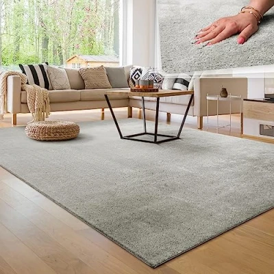 Bild av Paco Home Matta för vardagsrum enkel tvättbar mjuk kort hög, Storlek:240x340 cm, Färg:Silver