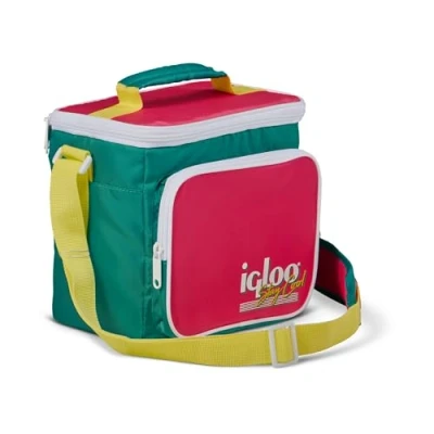 Bild av IGLOO Retro fyrkantig lunchväska jade isolerad kylväska med axelrem 6,6 liters kapacitet