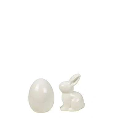 Bild av HEITMANN DECO påskägg och påskhare set: Påskdekoration av keramik i porslinutseende att stå upp, vit, ca 12,5 x 10,5 8 cm