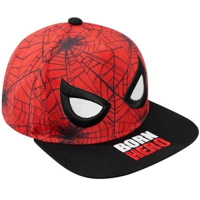 Bild av Marvel Spiderman baseballkeps för barn med justerbar snapback stängning presenter till pojkar, Röd / svart, En Storlek