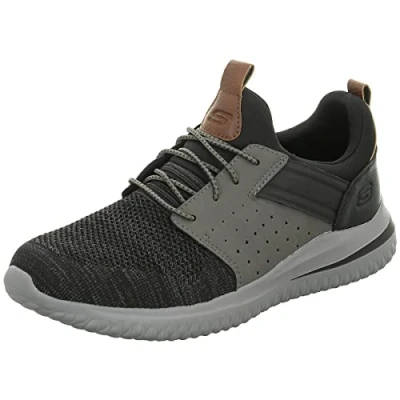 Bild av Skechers Delson 3.0 Cikada herr Sneaker, Svart grå stickad nät med syntetisk, 45.5 EU