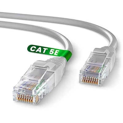 Bild av Mr. Tronic Ethernet nätverkspatchkabel CAT5E, CCA, UTP RJ45 kontakter Höghastighets LAN Gigabit Internetanslutningssladd Idealisk för spelkonsoler, PC, router, modem, switch (10 Meter, Grå)