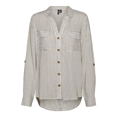 Bild av VERO MODA Vmbumpy L/S skjorta New WVN Ga Noos blus, Silver mink/ränder: vit, S