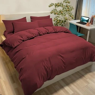 Bild av Påslakan 230x220 cm med 2 örngott 65x65 Bordeaux Sängset för 1 person i mikrofiber Certifierad enligt Oeko TEX®