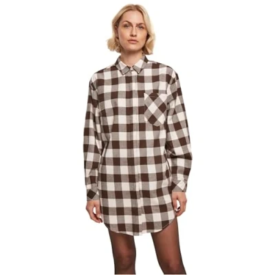 Bild av Urban Classics Check Flannel Skjortklänning, Storlek: XS, Pink brown