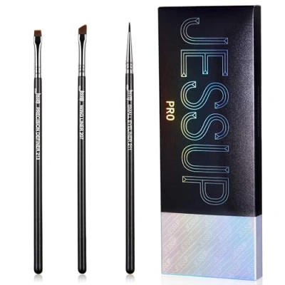 Bild av Jessup Eyeliner Borst Set,3st Professionella Precisions Eyelinerborstar Finpunktsvinklad Tunn Gel Flytande Flatvingad Eyelinerborste, Svart T346