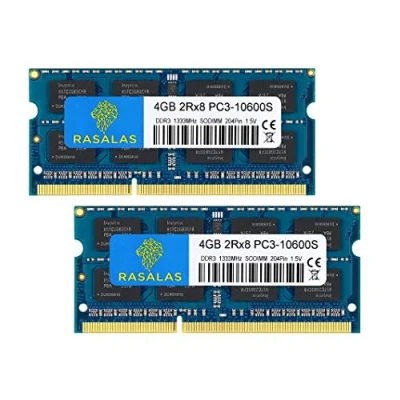 Bild av Rasalas 8 GB (2 x 4 GB) PC3 10600 DDR3 1333 MHz SODIMM RAM uppgradering för AMD Intel bärbar dator, MacBook Pro 13/15/17 tum i början av 2011, iMac 21,5 mitten Mac Mini 5,1 och 38,5 EU