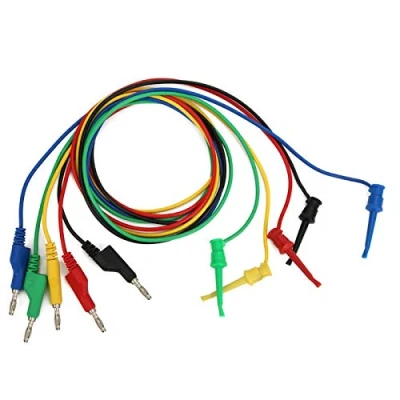Bild av P1045 5 stycken bananmätkablar, 4 mm 1 m stapelbar tråd kabel banankontakt krokodilklämma mätkablar för multimeter, bananer mätkabel