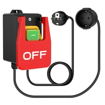 Bild av Maskinströmbrytare 230V, 16A enfas på/av brytare, nollspänningsbrytare med uttag, säkerhetsbrytare för snabb avstängning av fräsbord och andra elektriska apparater