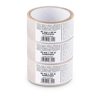 Bild av Scley 3 stycken förpackningstejp, tejpbredd 45 mm, längd 40 m, förpackningstejp PP, transparent för flyttning, renovering, A0340 040340
