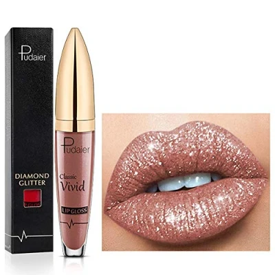 Bild av 18 färger Diamond Glitter Lipgloss Lipstick flytande läppstift matt glans, läppglans långvarig non stick slät och bekväm (11)