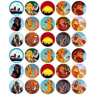 Bild av 30 lejonkungen cupcake toppers ätbara kakor papper fe tårtdekorationer födelsedagstårtor