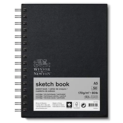 Bild av Winsor &amp; Newton 6673002 Skissbok med spiralbindning 50 ark skisspapper, 170 g/m² mikroperforerade blad i DIN A5
