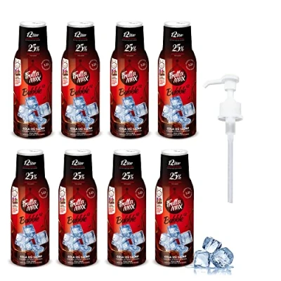 Bild av 8 pack FruttaMax Fruktsirapskoncentrat Mindre socker med 50 % fruktinnehåll lämplig för läskmaskin (8 x 500 ml) Cola)