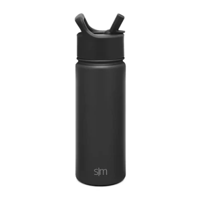 Bild av Simple Modern Vattenflaska för barn med sugrörslock vakuumisolerade metalltermosflaskor i rostfritt stål återanvändbar läckagesäker BPA fri flaska skolan Summit Collection 510 ml, midnattssvart