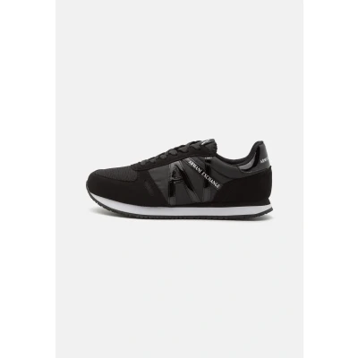 Bild av Armani Exchange Dam glansig svart logotyp, mikrofiber mocka inlägg sneakers, svart, 40 EU