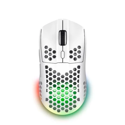 Bild av Trust gaming GXT 929W Helox trådlös spelmus, superlätt vit spelmus 75 g, 80 h batteritid, 2,4 GHz mikro USB mottagare, LED belysning, justerbar DPI (800 4800), PC bärbar dator