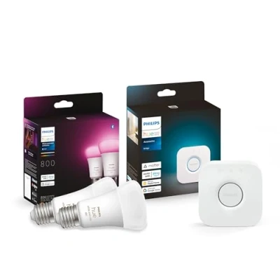 Bild av Philips Hue White And Col. Amb E27 2 Pack 800lm, Inkl. Bridge, Vit, st