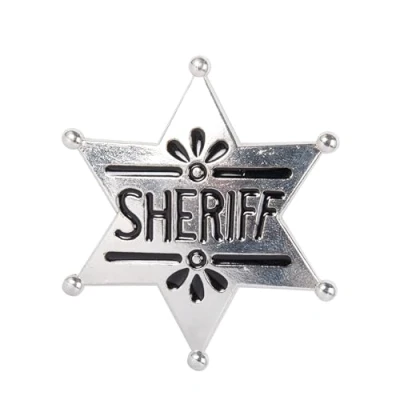 Bild av P&#039;TIT Clown 70108 Sheriffstjärna, Marshal Cowboy förklädnadstillbehör Farwest, Western karneval, halloween, cosplay, kostymfester, temaevenemang metall, 5 x cm