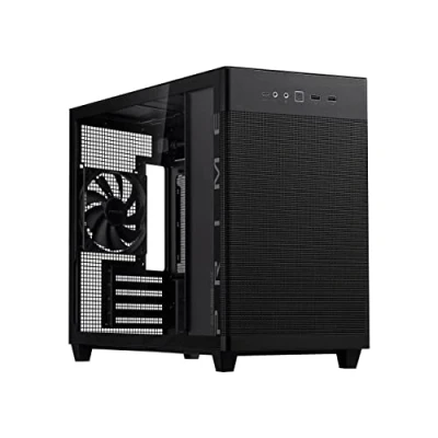 Bild av ASUS Prime AP201 härdat glas (svart) MicroATX gamingchassi för PC (radiatorfäste upp till 360 mm, verktygslösa sidopaneler, USB 3.2 Gen 2 typ C frontpanel)