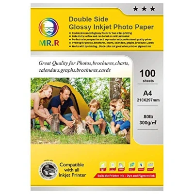 Bild av MR.R Dubbelsidigt glansigt bläckstrålefotopapper 300 gsm A4 210 x 297 mm 100 ark per förpackning