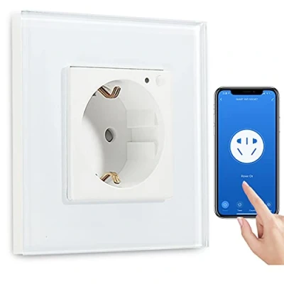 Bild av BSEED Wifi smart uttag, fungerar med Amazon Alexa, Google Home, timing funktion och appkontroll, inbyggt intelligent 1 fack Schuko uttag vit till endast 2,4 GHz nätverk