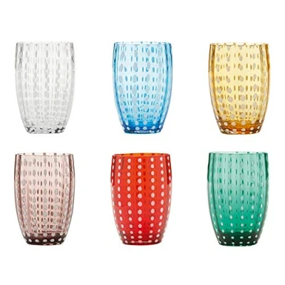 Bild av Zafferano ZAFPERLE ASS2 pärla glaskoppar handgjorda transparent målat glas, cl 32 h 109 mm d 71 mmset 6 st. färgsorterad, PR00199