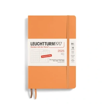 Bild av LEUCHTTURM1917 370610 månadsplanerare och anteckningsbok 2025, paperback B6+ mjukt fodral 16 månader, 80 g, linjerad aprikos