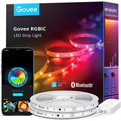 Bild av Govee RGBIC LED Strip 20m, Bluetooth remsa, segmentkontroll, musiksynkronisering, 64 scenläge, styrbar via appkontroll, färgbyte, lämplig för hem, sovrum, spel, 2 rullar med 10M