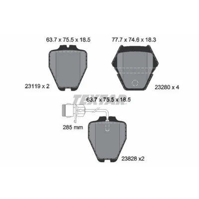 Bild av TEXTAR 2311901 Jeu de plaquettes frein avec contact du palpeur d&#039;usure intégré accessoires AUDI: A8 D3, D2