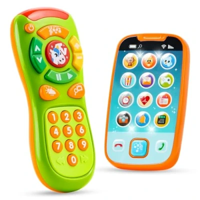 Bild av Joyin Babytelefon, babyleksak, mobiltelefon från 1 år, musikaliska leksaker för spädbarn, 2 st. barn smartphone fjärrkontroll, digital inlärning, babyleksak 6 månader, baby
