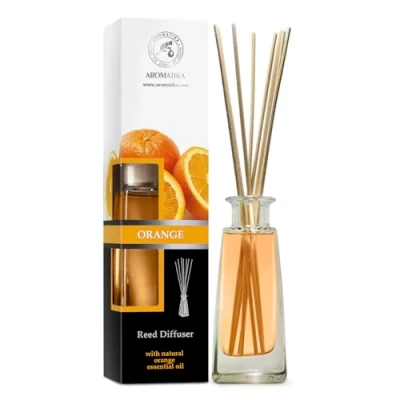 Bild av Orange Reed Diffuser w/Natural Essential Oil 100ml Fresh &amp; Long Lasting Fragrance Gift Set w/ 10 Bamboo Sticks Best for Aromatherapy Spa Home Kitchen Bath Office