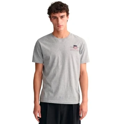 Bild av GANT Herr REG Archive Shield EMB SS T shirt, Grey melange, standard, Grå 3XL