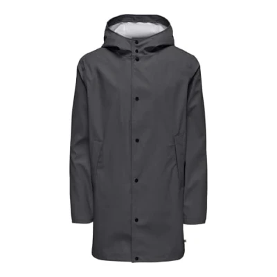 Bild av ONLY &amp; SONS Herr ONSLUCA RAIN Coat OTW regnrock, Grå kritstreck, XXL, XXL