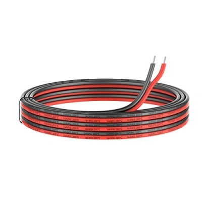 Bild av 14 AWG 2 mm² elektrisk tråd ledare parallell silikontråd 10 meter [Svart 5 m röd M] Gauge flexibel förlängningskabel sladd strängad förtennad koppartråd anslutning modell slagkabel kabel