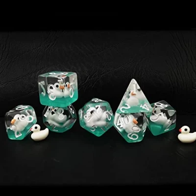 Bild av Bescon Swimming WhiteDuck RPG Dice set of 7, Novelty White Duck Polyhedral Game