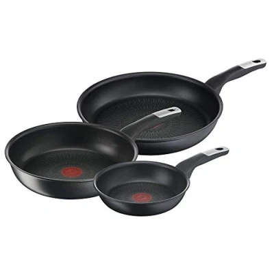 Bild av Tefal G25591 Unlimited On 3 delat set Stekpannor 24/28 cm och wokpanna 28 reptålig non stick tätning termisk signal alla typer av spisar + induktion enkel rengöring svart
