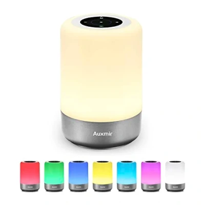 Bild av Auxmir LED Sänglampa Beröringssensor Färgbyte, med Varmt Vitt Ljus, 8 Färger Och Dimbar Atmosfär Bordslampa, Nattlampa för Sovrum Vardagsrum Kontor