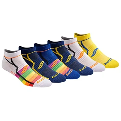 Bild av Saucony män 6 par performance comfort fit no Show sockar multipack mesh ventilating strumpor, Ljus, sorterad (6 par), 8 12