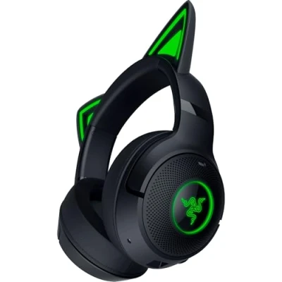 Bild av Razer Kraken Kitty V2 BT Trådlöst Bluetooth RGB headset med öron för spel och streaming (325g, TriForce 40mm drivelement, 5.2, brusreducerande mikrofoner, 40 h batteritid) Svart