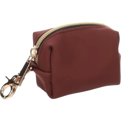 Bild av Flamingo Mirko burgundy bajspåse dispenser 8 x 5 cm 1 rulle ingår med dragkedja och karbinhake