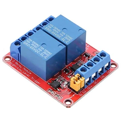 Bild av 2 kanaler relämodul reläbräda expansionskort med Optocoupler isolering hög och låg nivåutlösare för Arduino 5 V/12 V/24 V (12 V)