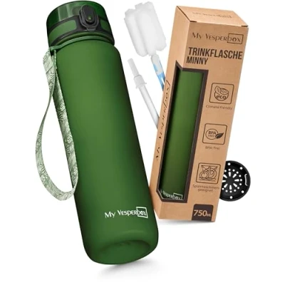 Bild av My Vesperbox Minny drickflaska för barn 750 ml läckagesäker och BPA fri inkl. reservtätning, rengöringsborste, fruktsil eventuellt sugrör perfekt skola, dagis sport
