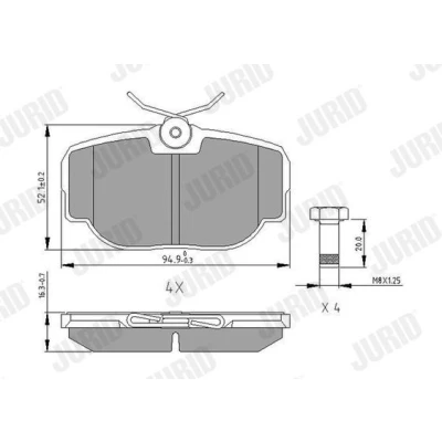 Bild av JURID 573067J Jeu de plaquettes frein non préparé pour indicateur d&#039;usure avec accessoires LAND ROVER: Discovery 2, Range Rover 2