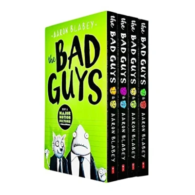Bild av the Bad Guys Episodes 1 8 Collection 4 Books Set by Aaron Blabey (Bad Guys/Mission Unpluckable, Furball Strikes Back/Attack of Zittens, Intergalactic Gas/Alien, Do You Think He Saur Us/Superbad)